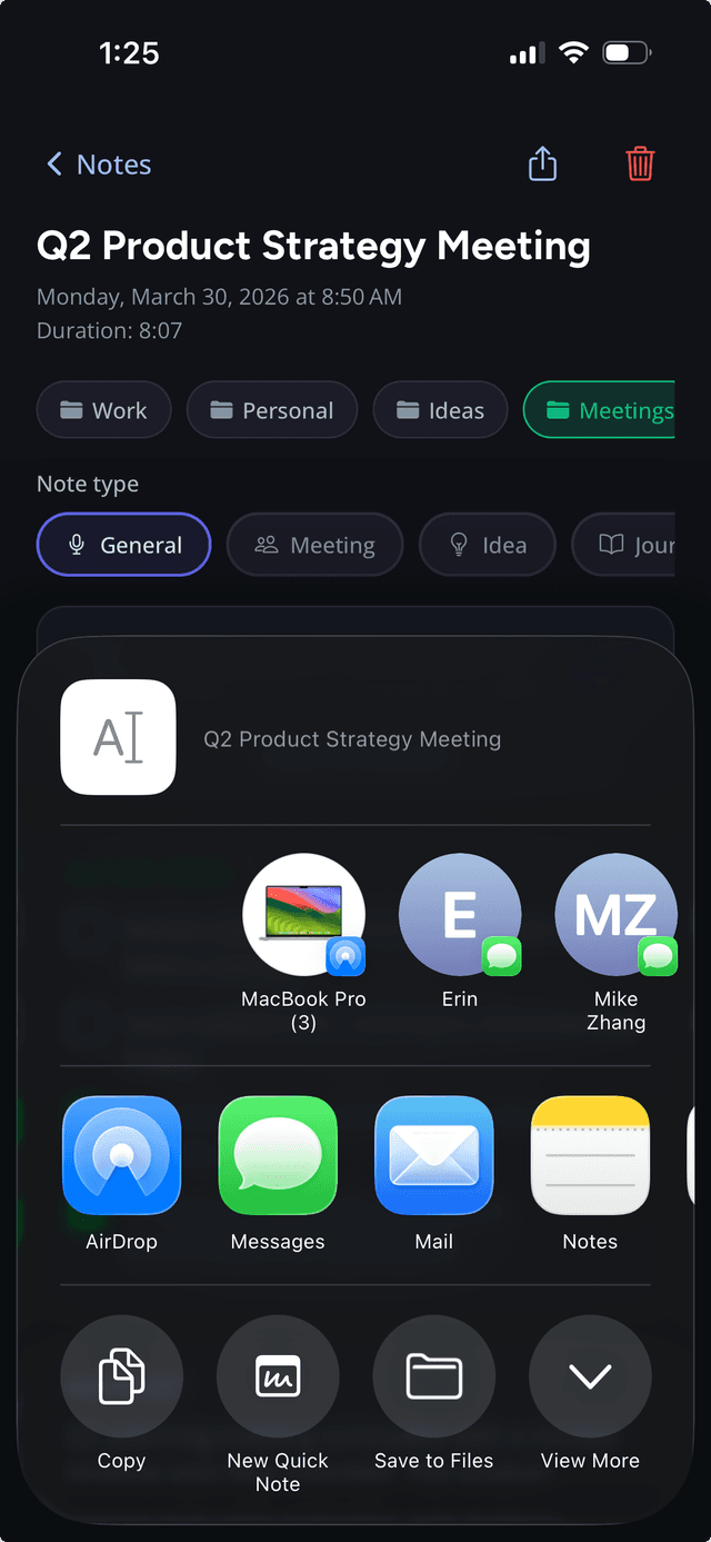 Export & Share — SpokenPlan screenshot