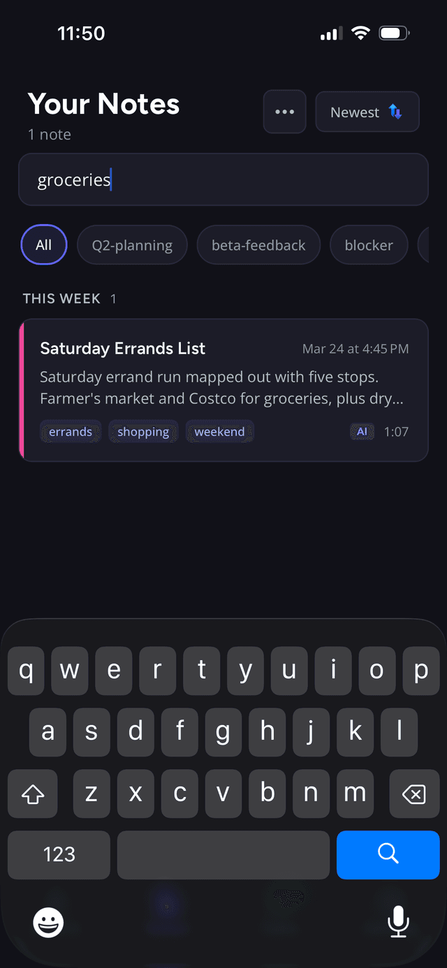 Full-Text Search — SpokenPlan screenshot