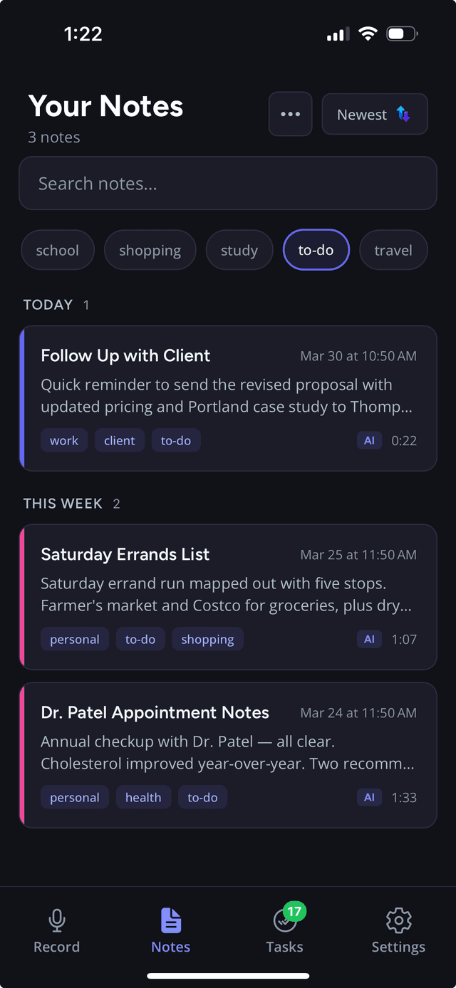Smart Tags — SpokenPlan screenshot